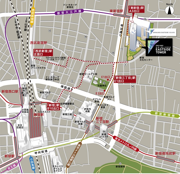パークハビオ新宿イーストサイドタワー　マップ